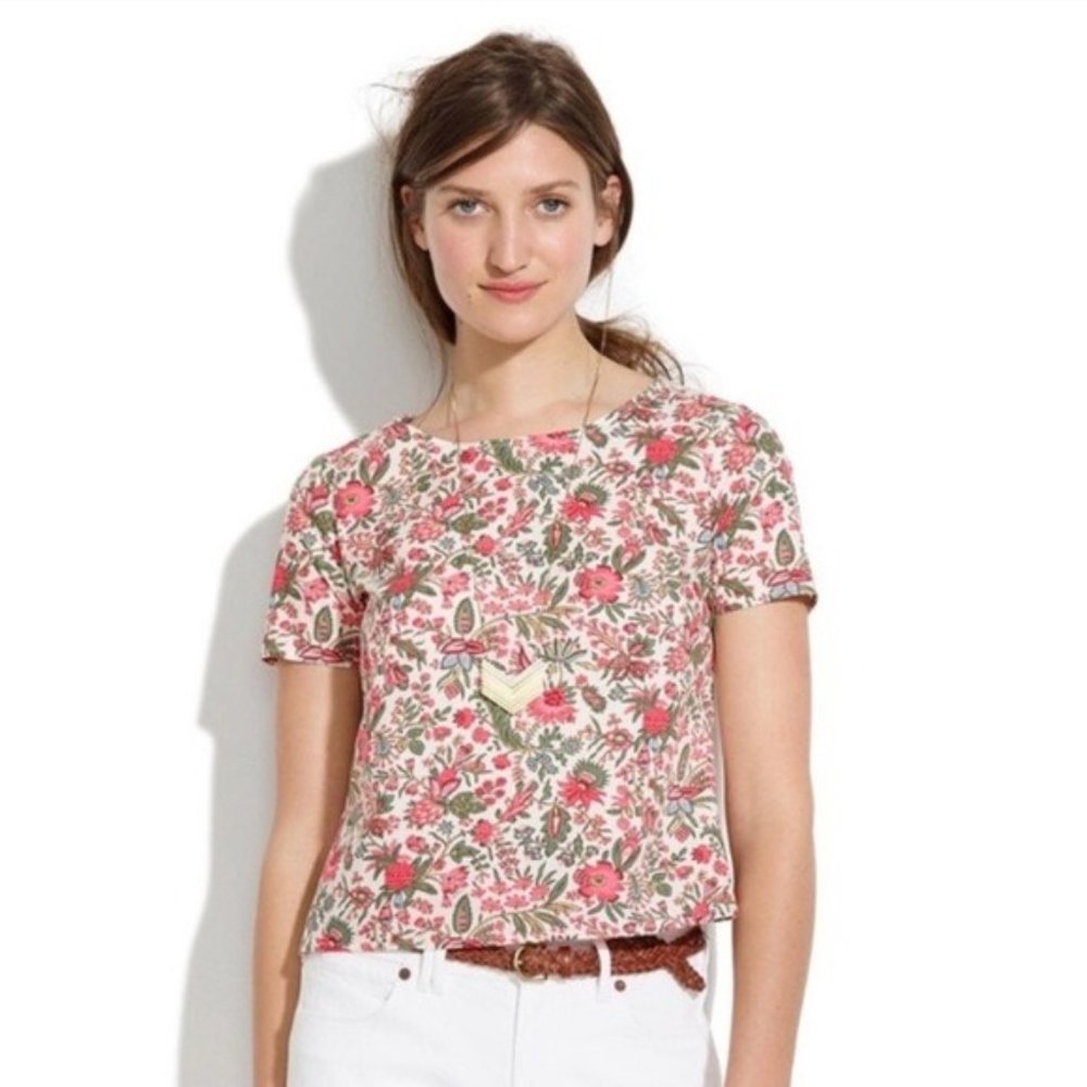 Madewell Floral Scallop Back Scenic View Crop Top